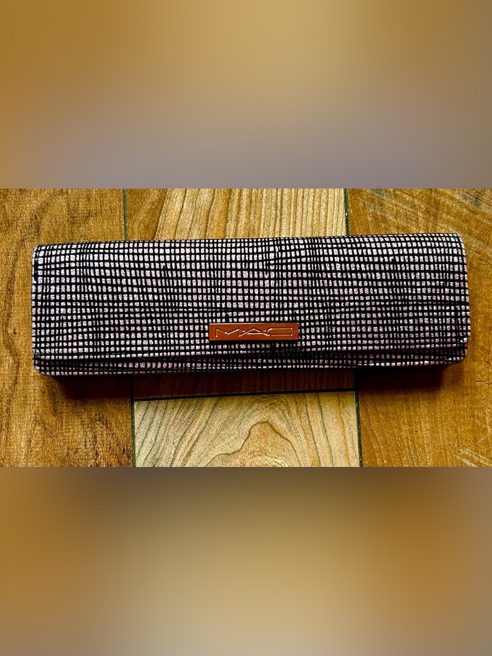 MAC Taste of Stardom Sparkly Pink and Black Cosmetic Clutch with Logo Plaque